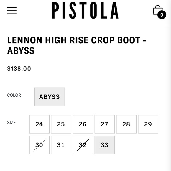 Pistola Lennon high rise crop boot - abyss (black) Sz 24 - Picture 10 of 13